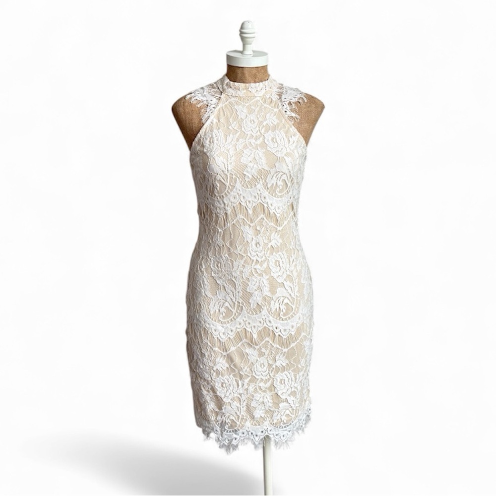 Southern Fried Chics Short Ivory Dress Halter Medium NWT